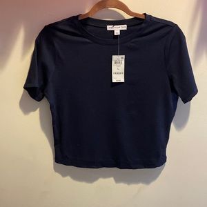 Ribbed navy crop top